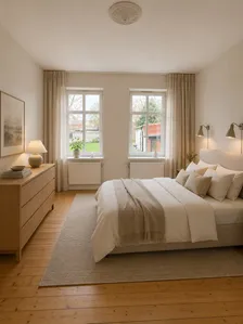 Trivsam tvåa med utgång till villalik trädgård bild 3, digitalt möblerad
